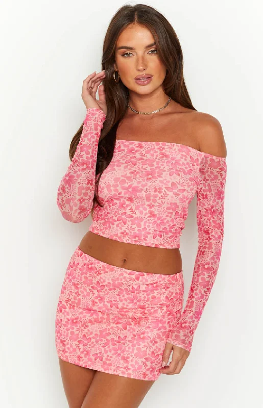 Addison Pink Mesh Mini Skirt