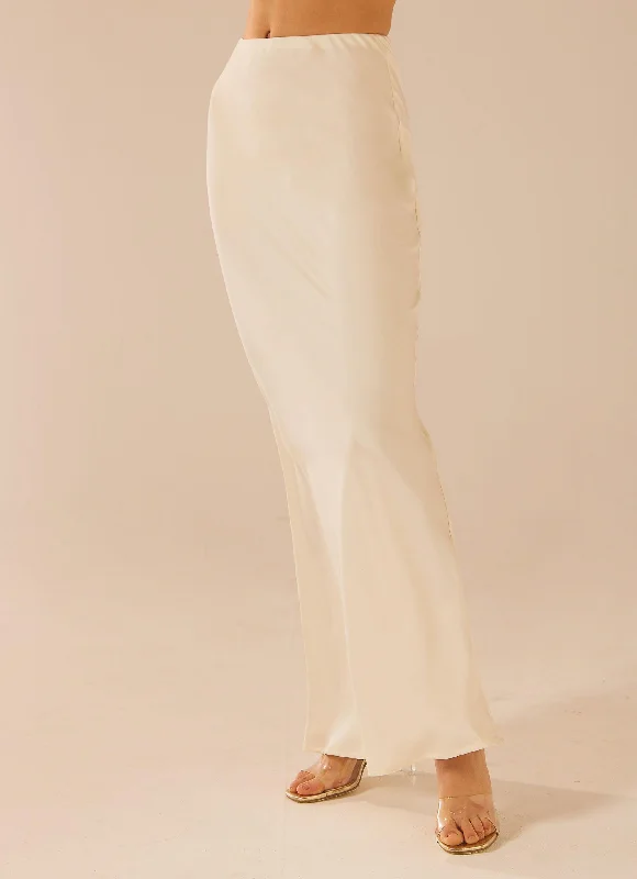 Aria Satin Maxi Skirt - Pearl