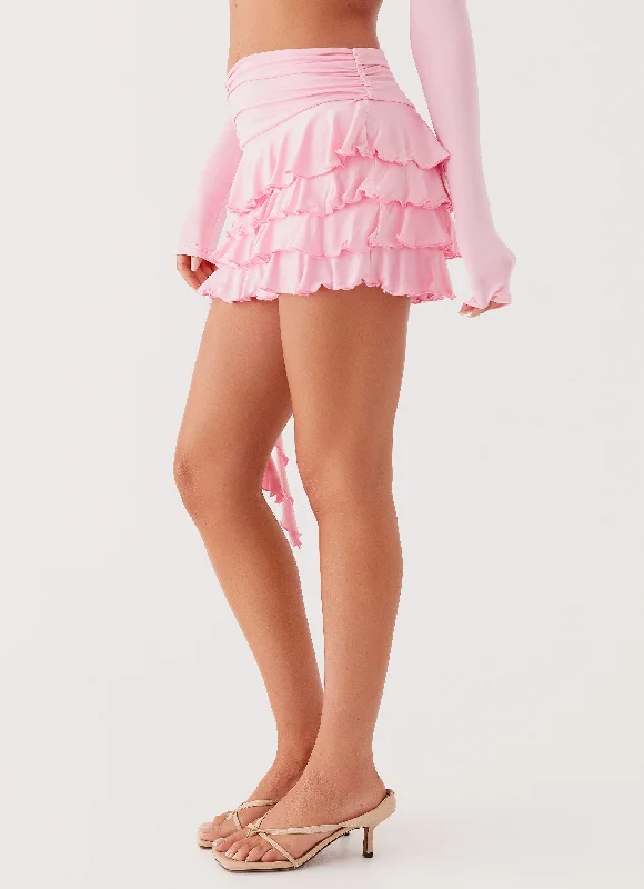 Bardot Frill Mini Skirt - Candy Pink