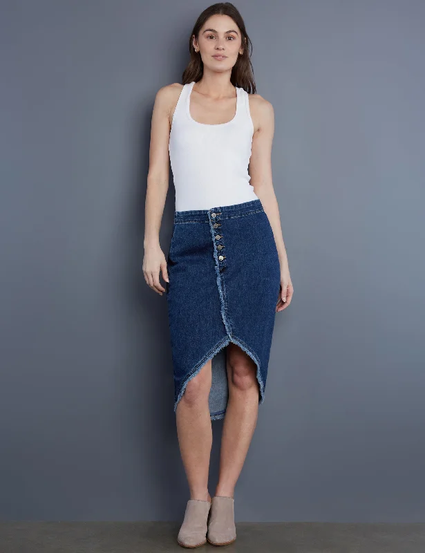 Denim Button Wrap Skirt