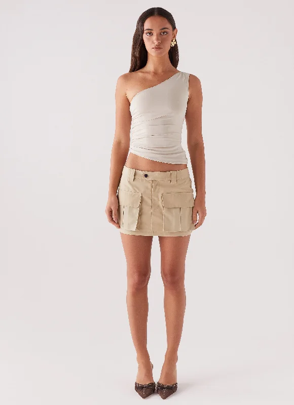 Heart To Heart Cargo Mini Skirt - Beige