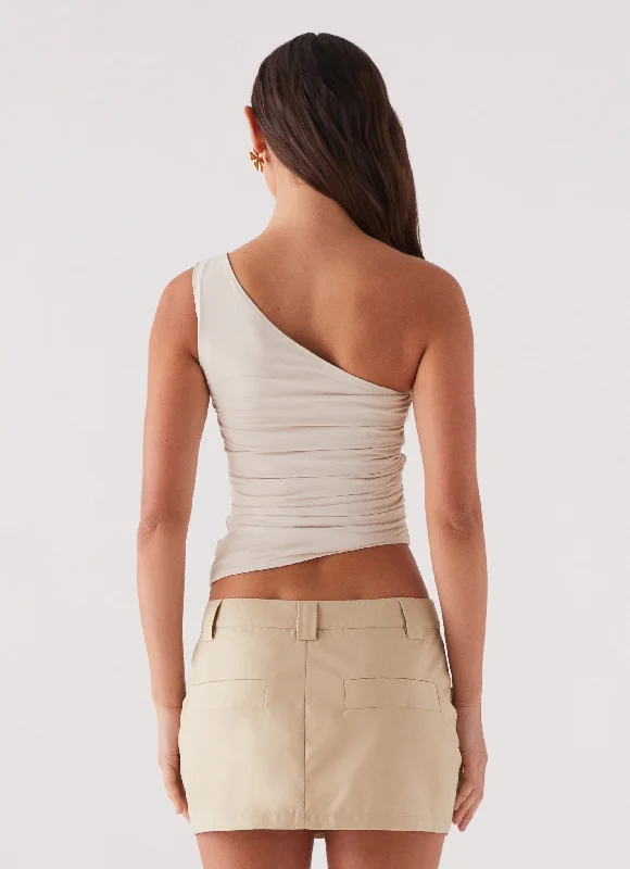 Heart To Heart Cargo Mini Skirt - Beige