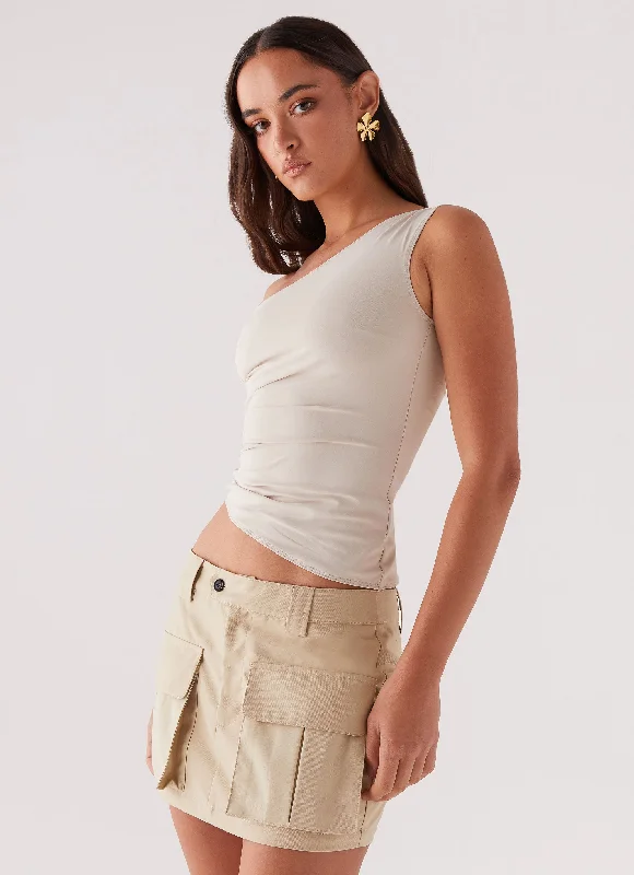 Heart To Heart Cargo Mini Skirt - Beige