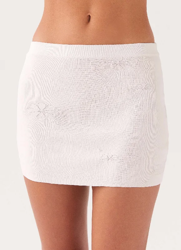 Holly Knit Mini Skirt - White