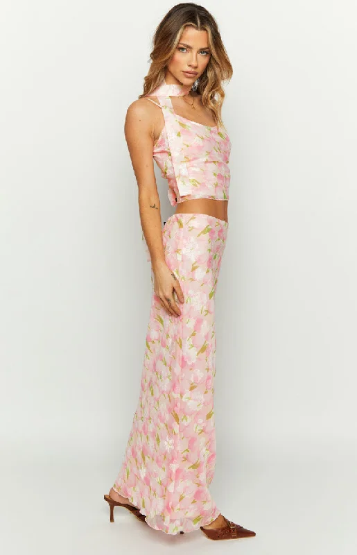 Irina Pink Print Maxi Skirt