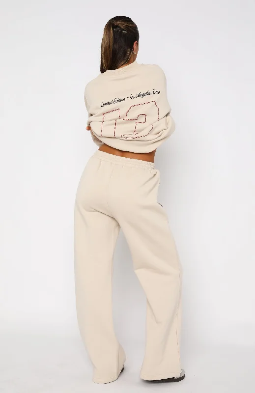 LA Girly Wide Leg Sweatpants Sand