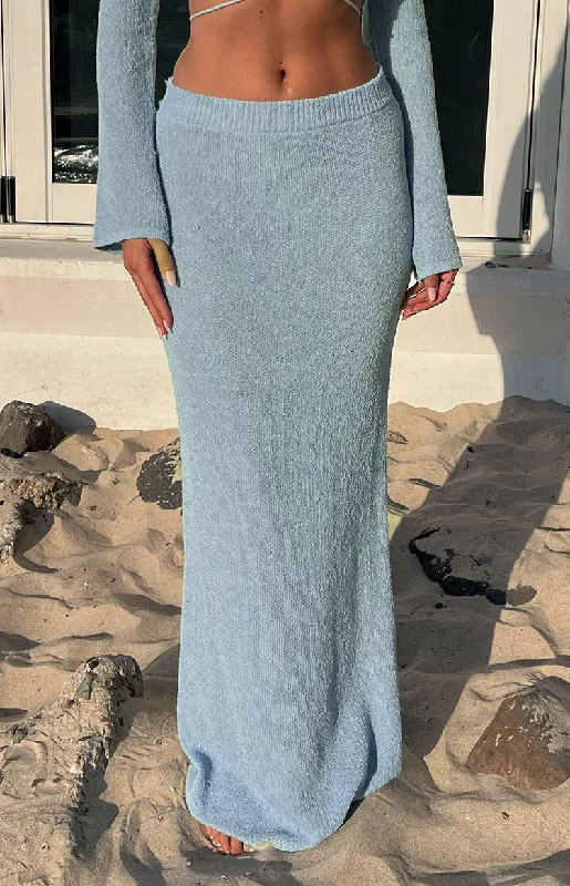 Laila Blue Knit Maxi Skirt