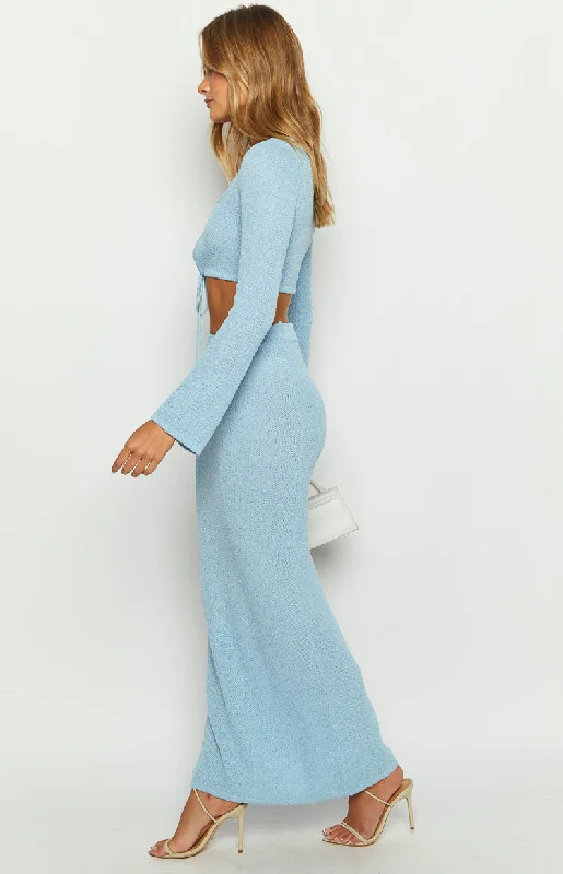 Laila Blue Knit Maxi Skirt