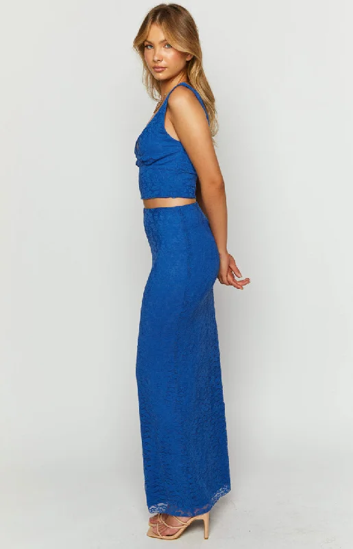 Mimosa Blue Lace Maxi Skirt