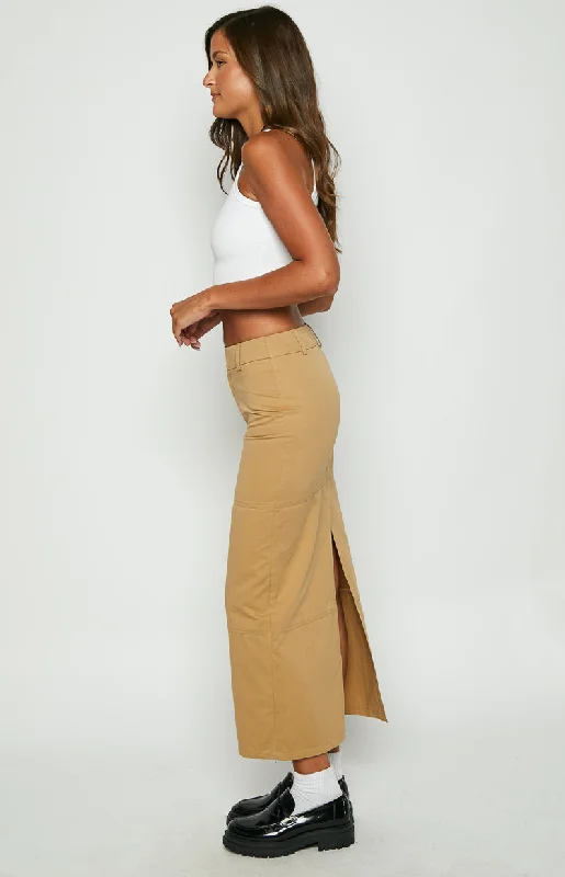 My Way Tan Maxi Skirt