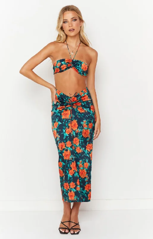 Rani Red Floral Maxi Skirt