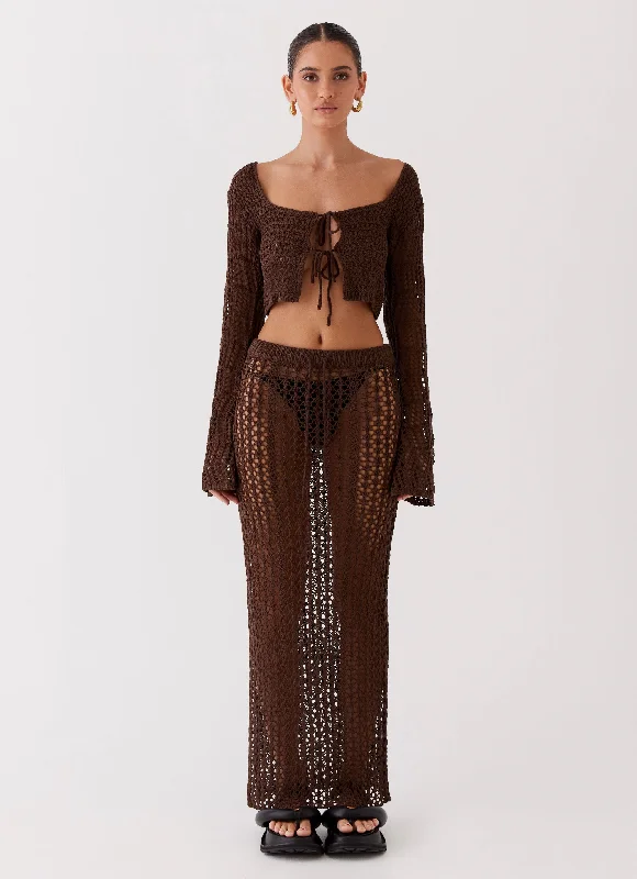 Rosalina Crochet Maxi Skirt - Chocolate