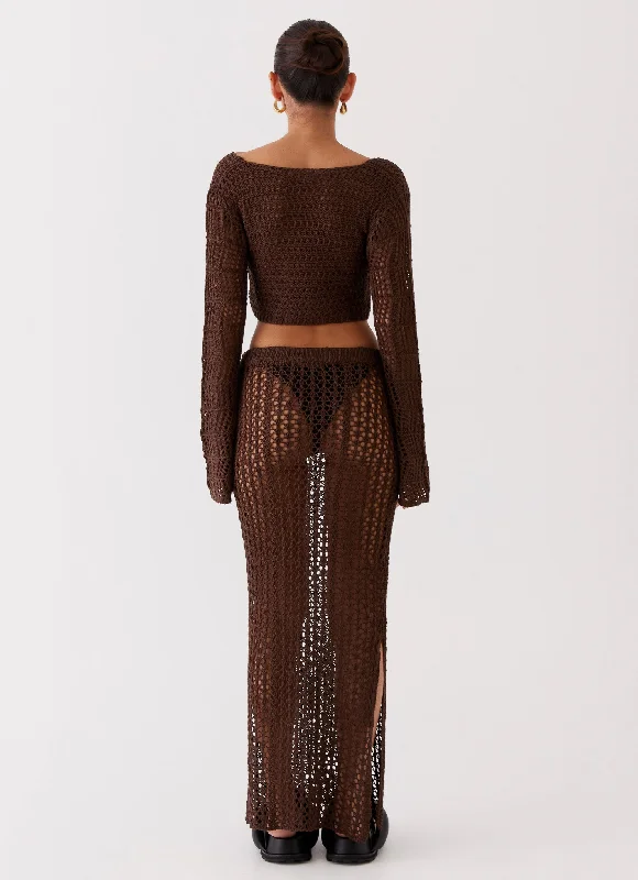 Rosalina Crochet Maxi Skirt - Chocolate