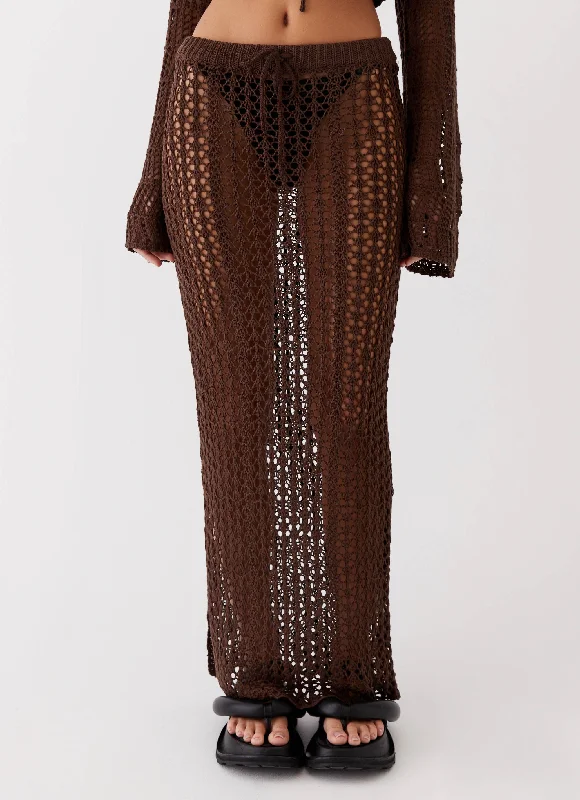 Rosalina Crochet Maxi Skirt - Chocolate