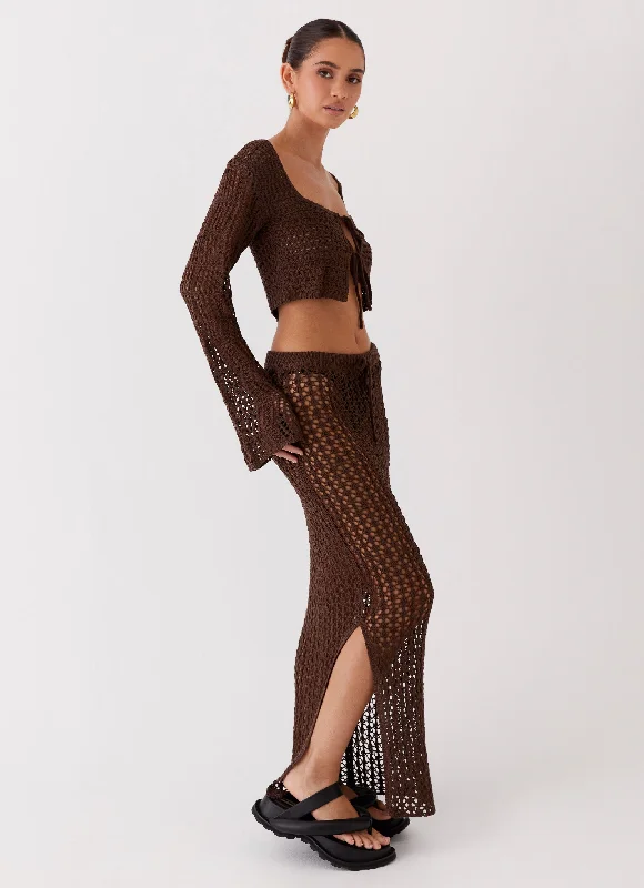 Rosalina Crochet Maxi Skirt - Chocolate