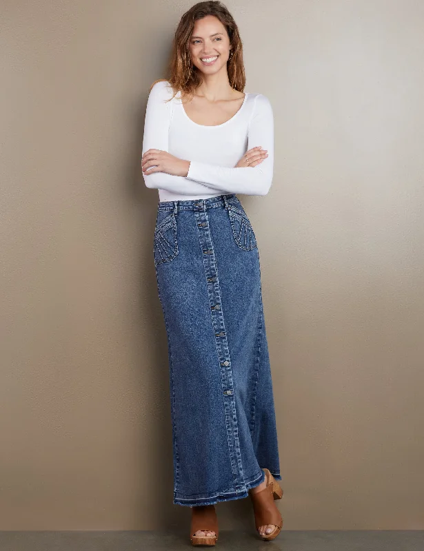 Royal Denim Maxi Skirt