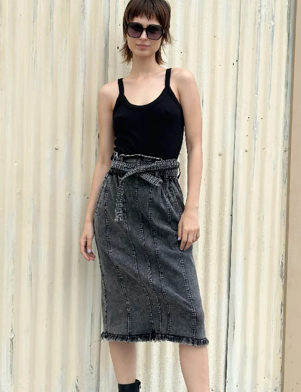 Tie Front Denim Skirt