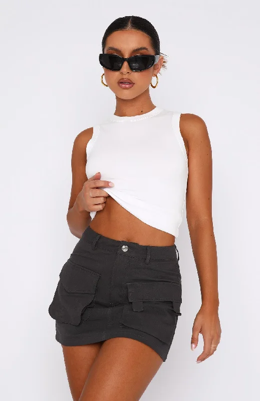 Weekend Travels Cargo Mini Skirt Charcoal