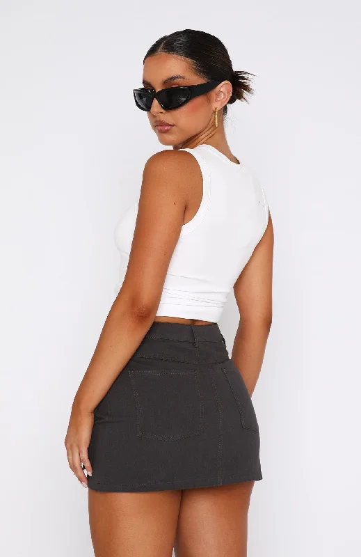 Weekend Travels Cargo Mini Skirt Charcoal