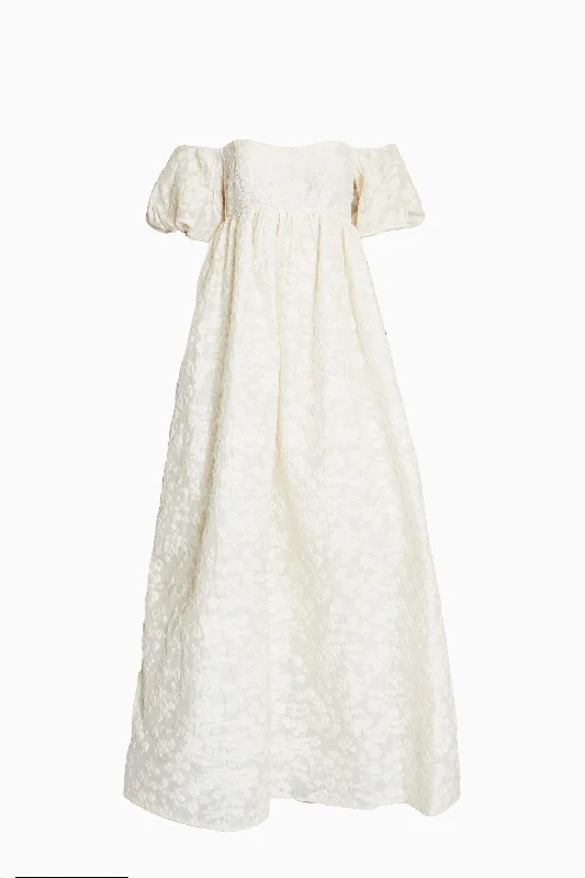 Ava Cream Bardot Empire Line Maxi-Dress