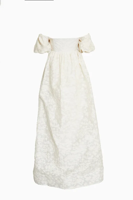 Ava Cream Bardot Empire Line Maxi-Dress