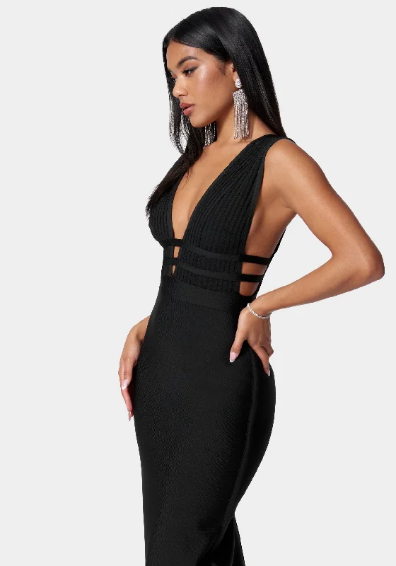 Luxe Bandage Plunge Neck Gown