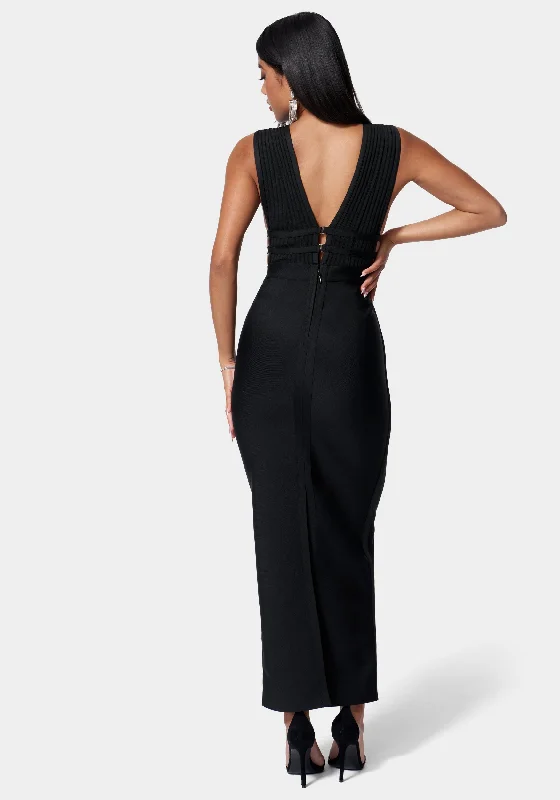 Luxe Bandage Plunge Neck Gown