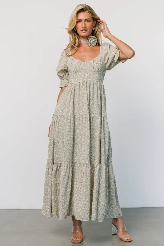 Bonnie Rosette Maxi Dress | Sage Multi