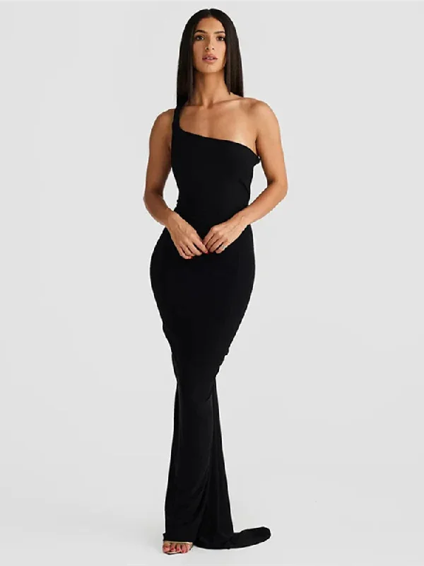 Slim Bodycon Elegant Mermaid Halter Off Shoulder Sexy Spring Summer Maxi Dress