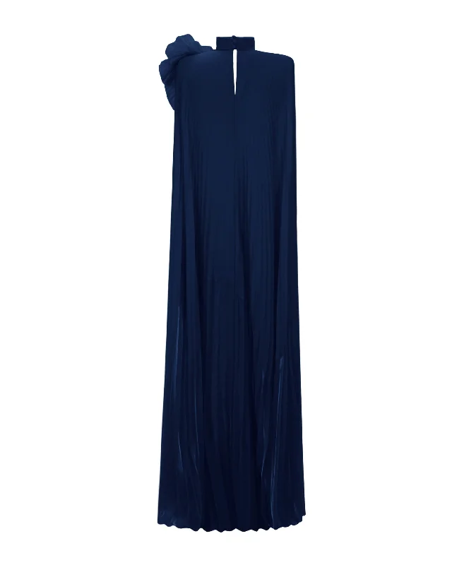 Embellished Navy Draped Flower Kaftan