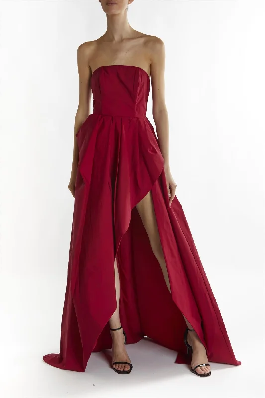 Emma Burgundy Hi-Low Hem Maxi