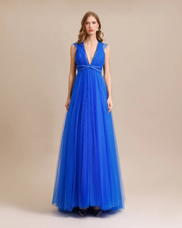 Royal Blue V-neckline Dress