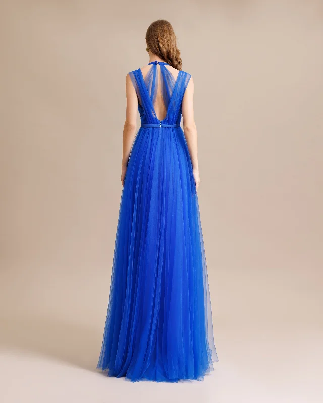 Royal Blue V-neckline Dress