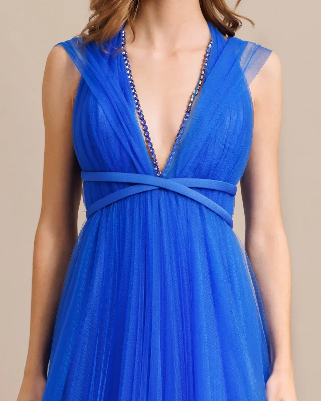 Royal Blue V-neckline Dress