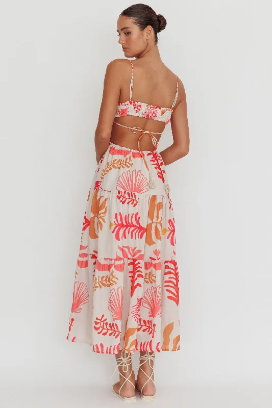 Eyona Cut-Out Back Floral Maxi Dress Pink