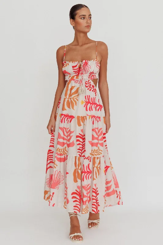 Eyona Cut-Out Back Floral Maxi Dress Pink