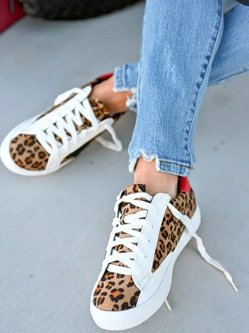 Fashion Leopard Stitched Flat Shoes for Women