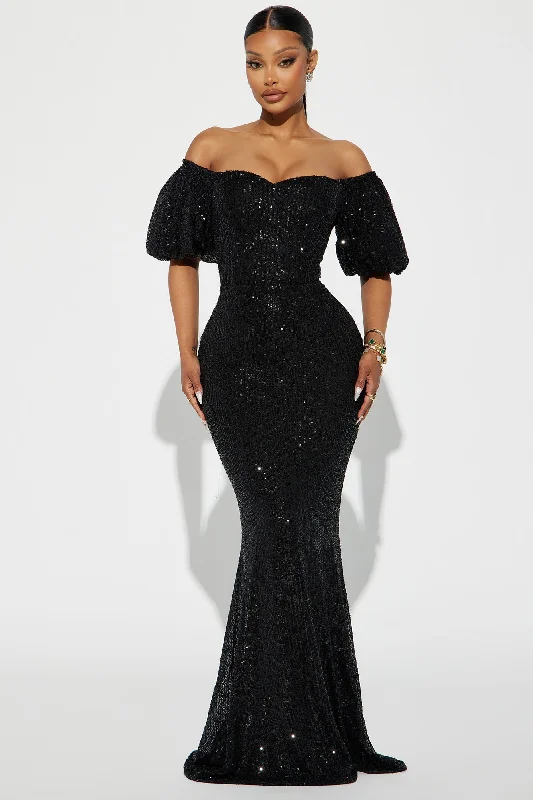 God's Gift Sequin Maxi Dress - Black