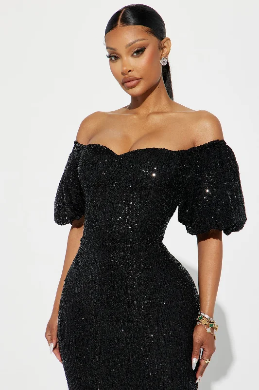 God's Gift Sequin Maxi Dress - Black