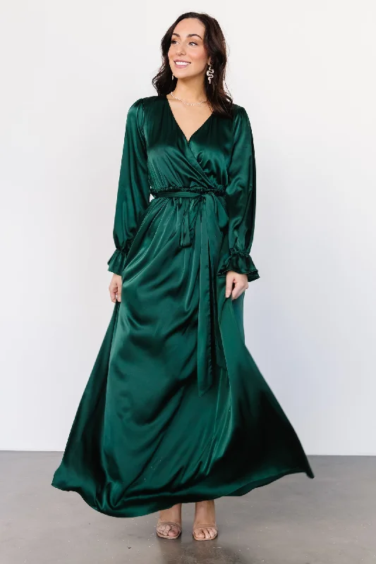 Holly Satin Maxi Dress | Dark Green