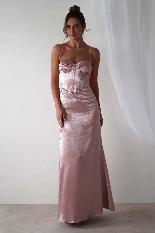 Idonia Satin Corset Gown | Rose