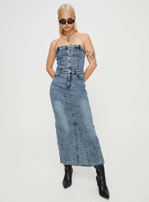 Kasim Denim Maxi Dress Blue