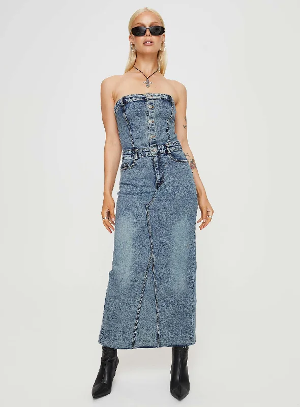 Kasim Denim Maxi Dress Blue