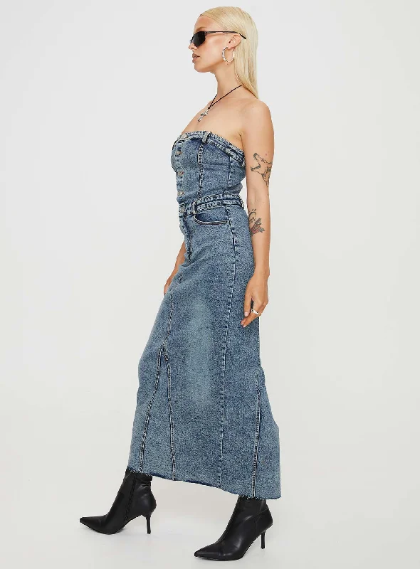 Kasim Denim Maxi Dress Blue