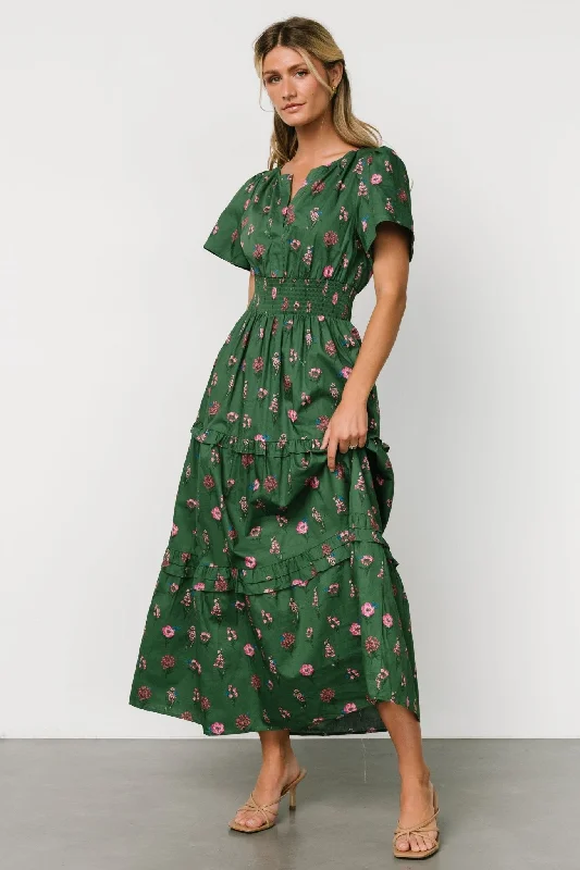 Kiana Poplin Maxi Dress | Green + Pink