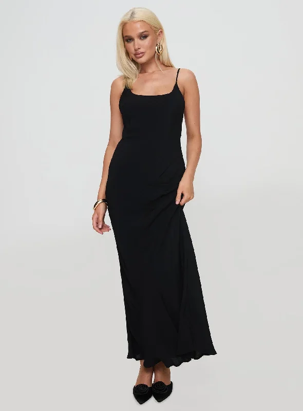 Lagane Bias Cut Maxi Dress Black