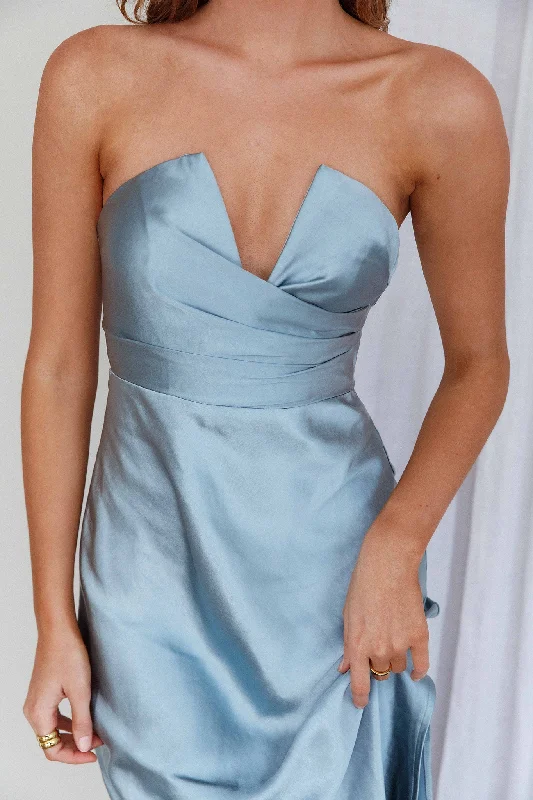 Ma Jolie Strapless Midi Dress Blue