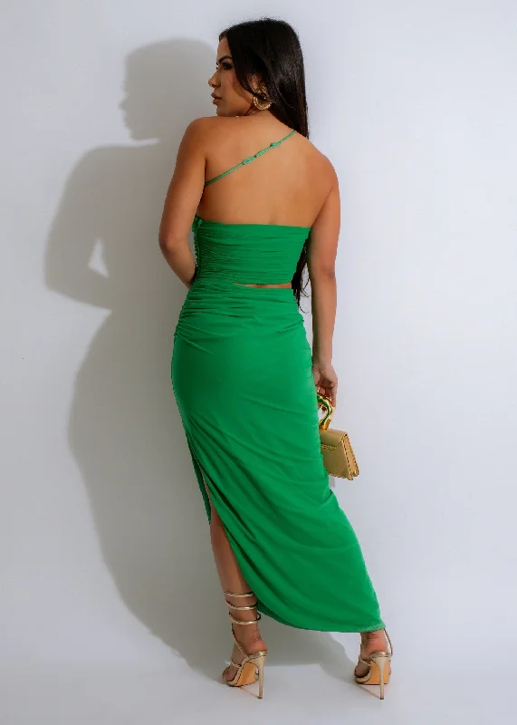 Mystic Mermaid Mesh Maxi Dress Green