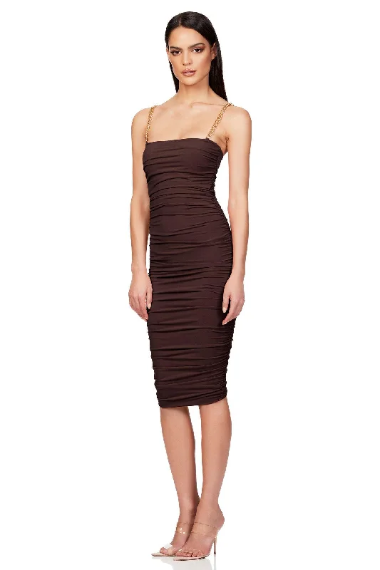 Nookie Allegra Midi Dress - Chocolate