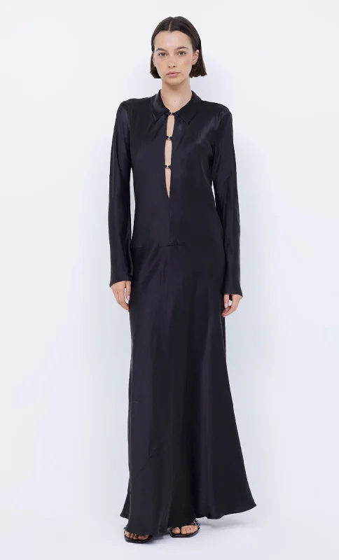 ORLA LONG SLEEVE MAXI DRESS - BLACK